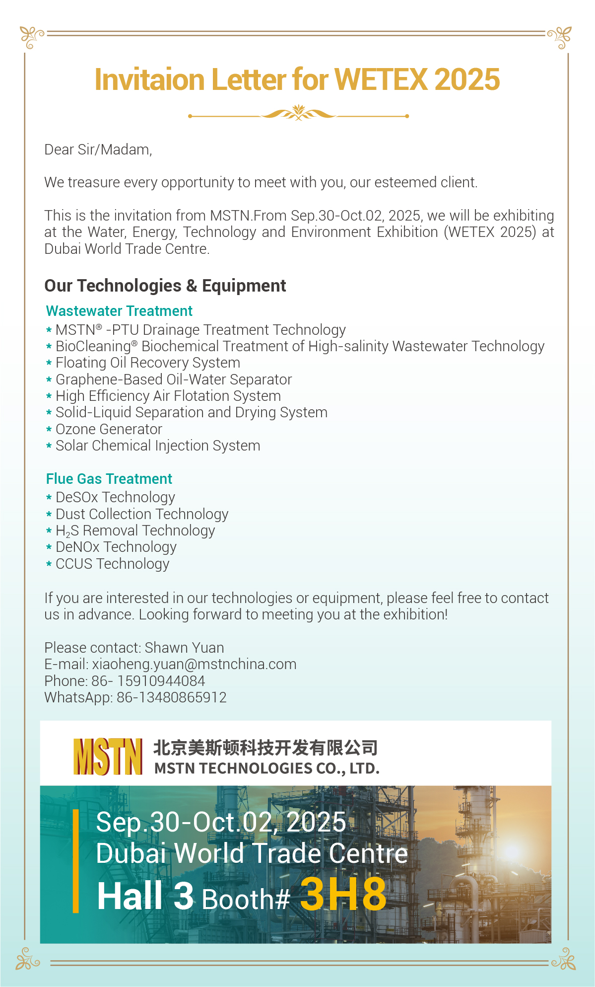Invitation Letter WETEX 2025